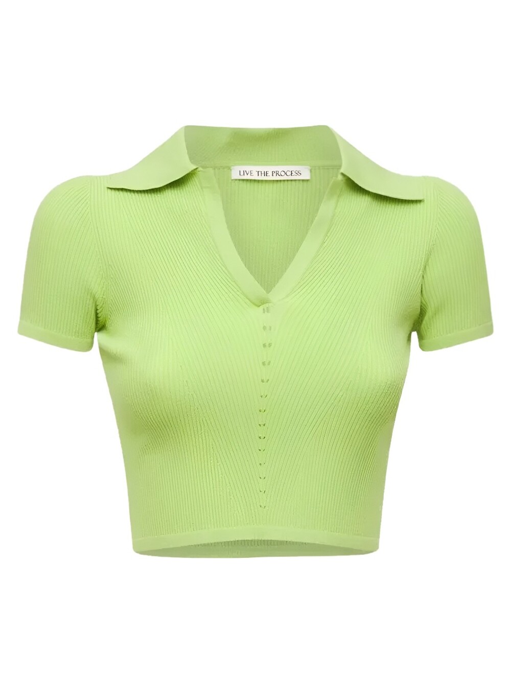 LIVE THE PROCESS Seamless Crop Polo Shirt in Matcha XS NWT